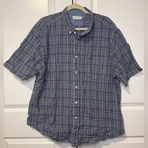 Nautica Men's Navy Plaid Button Down Shirt